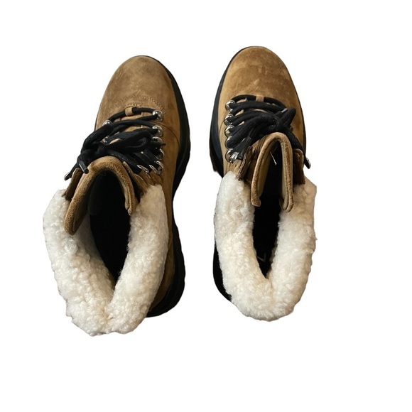 Marc Fisher Pierson Genuine Shearling Brown Suede Lace Up Boots NEW Size 8.5 - Picture 3 of 7